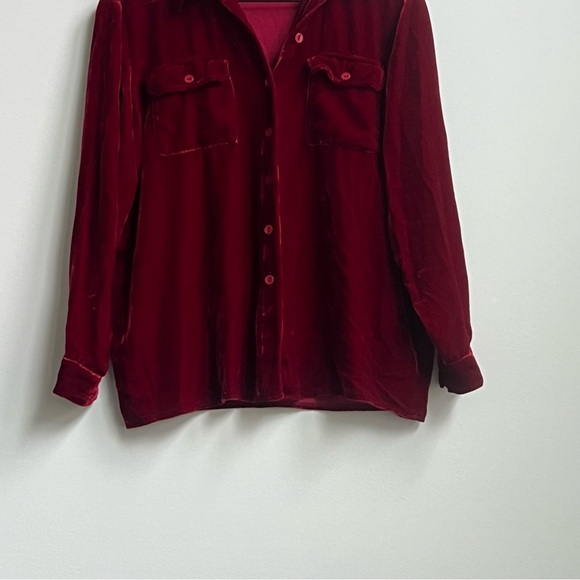 Boston Proper Velvet Shirt Button Down Western Silk Size XS Vintage Y2K Romantic - Picture 4 of 9